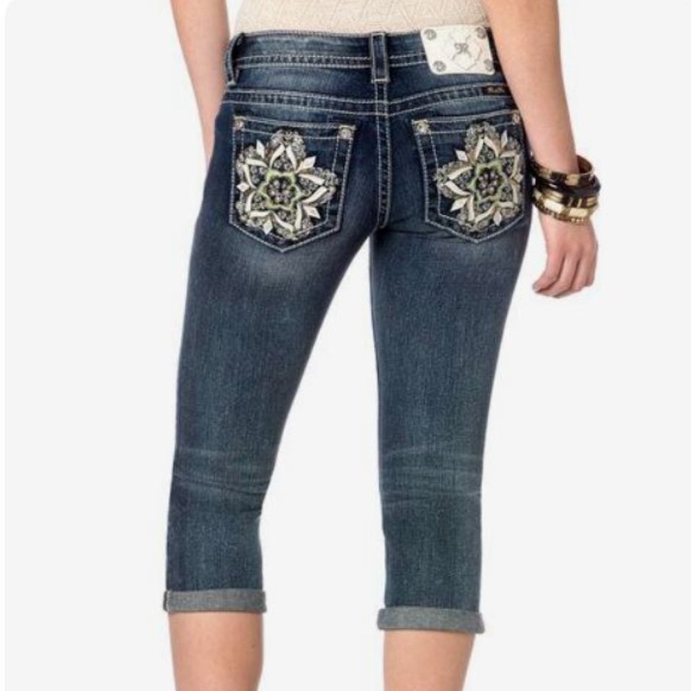 Miss Me Jeans Capri Style Size 26 Style JP7593P Cuffed Denim Cropped Ankle